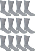 12 Pairs Men's Plain Grey Sports Athletic Cotton Crew Socks