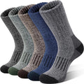 Wool Socks for Men, 5 Pairs Thermal Warm Hiking Super Thick Crew Work