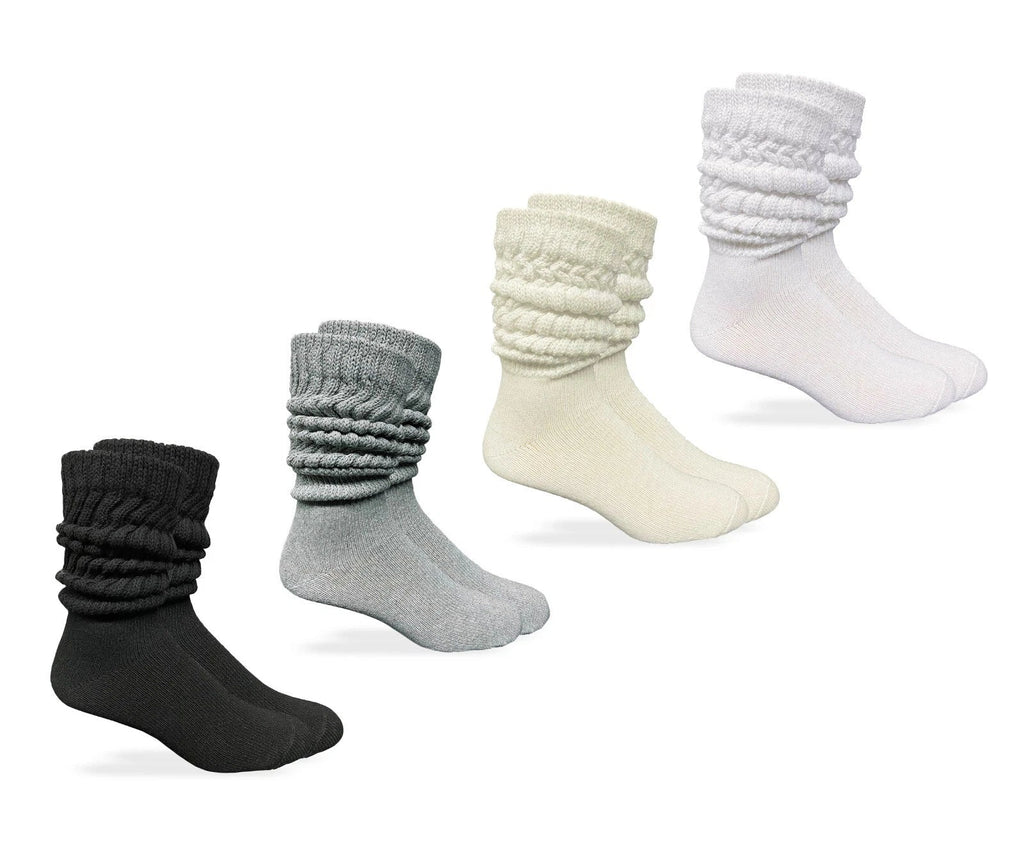 Socks Mens Slouch Scrunch Thick Heavy Cotton Knit Crew Socks 3 Pair
