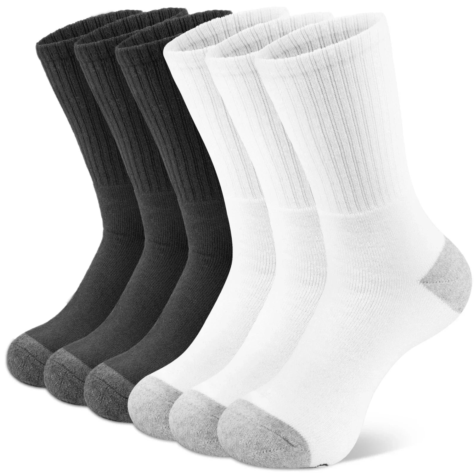 6 Pairs Men's Women's Athletic Cotton Casual Crew Solid Sport Socks White M