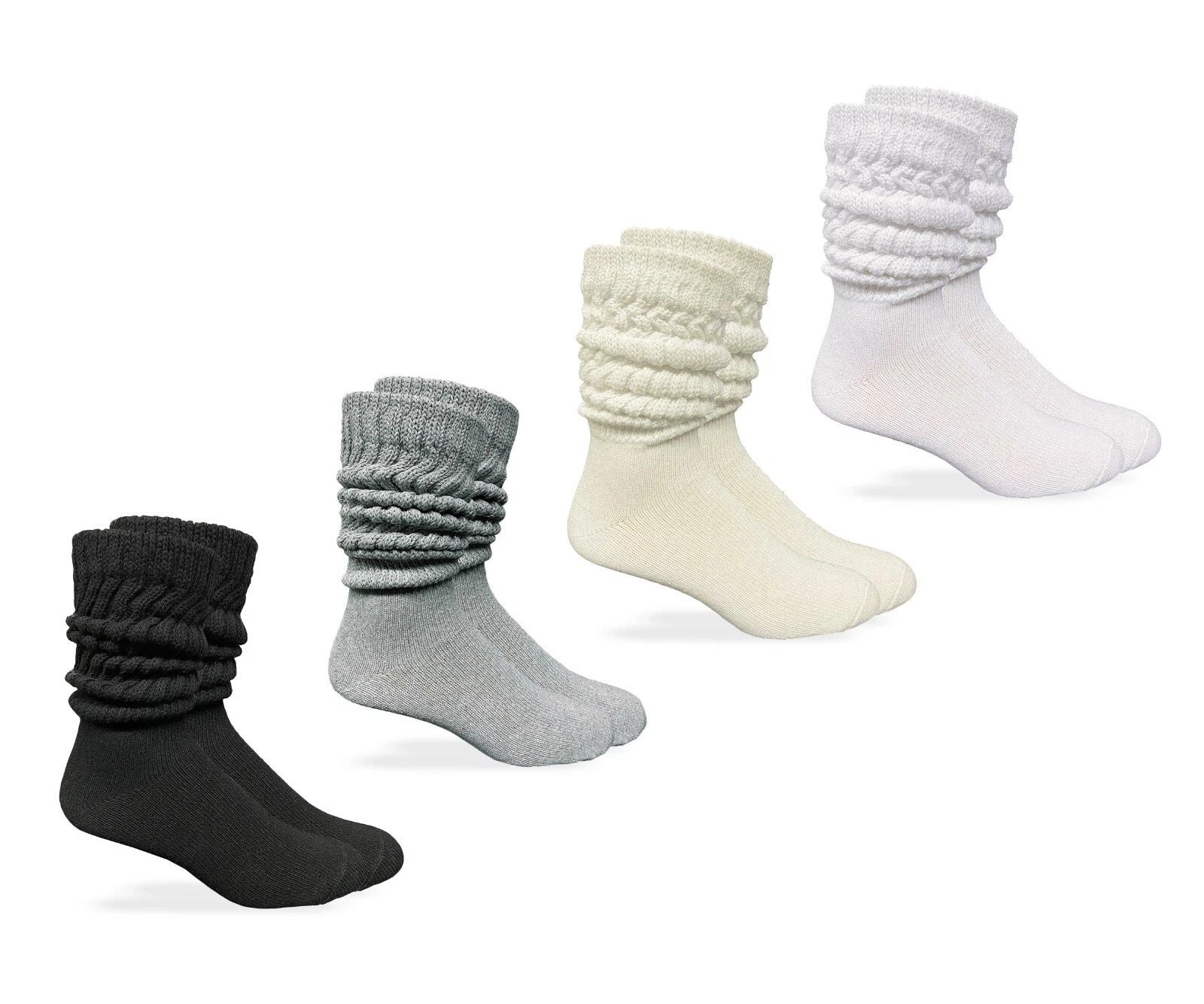 Socks Mens Slouch Scrunch Thick Heavy Cotton Knit Crew Socks 3 Pair