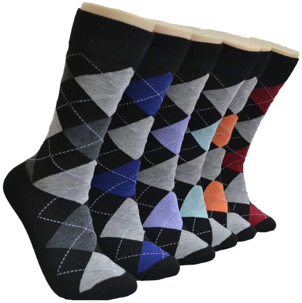 6 Pairs Men's Cotton Dress Crew Socks Comfortable Casual Soft Socks Size 10