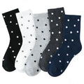 Polka Dot Crew Socks for Women, 5 Pairs Cute One Size